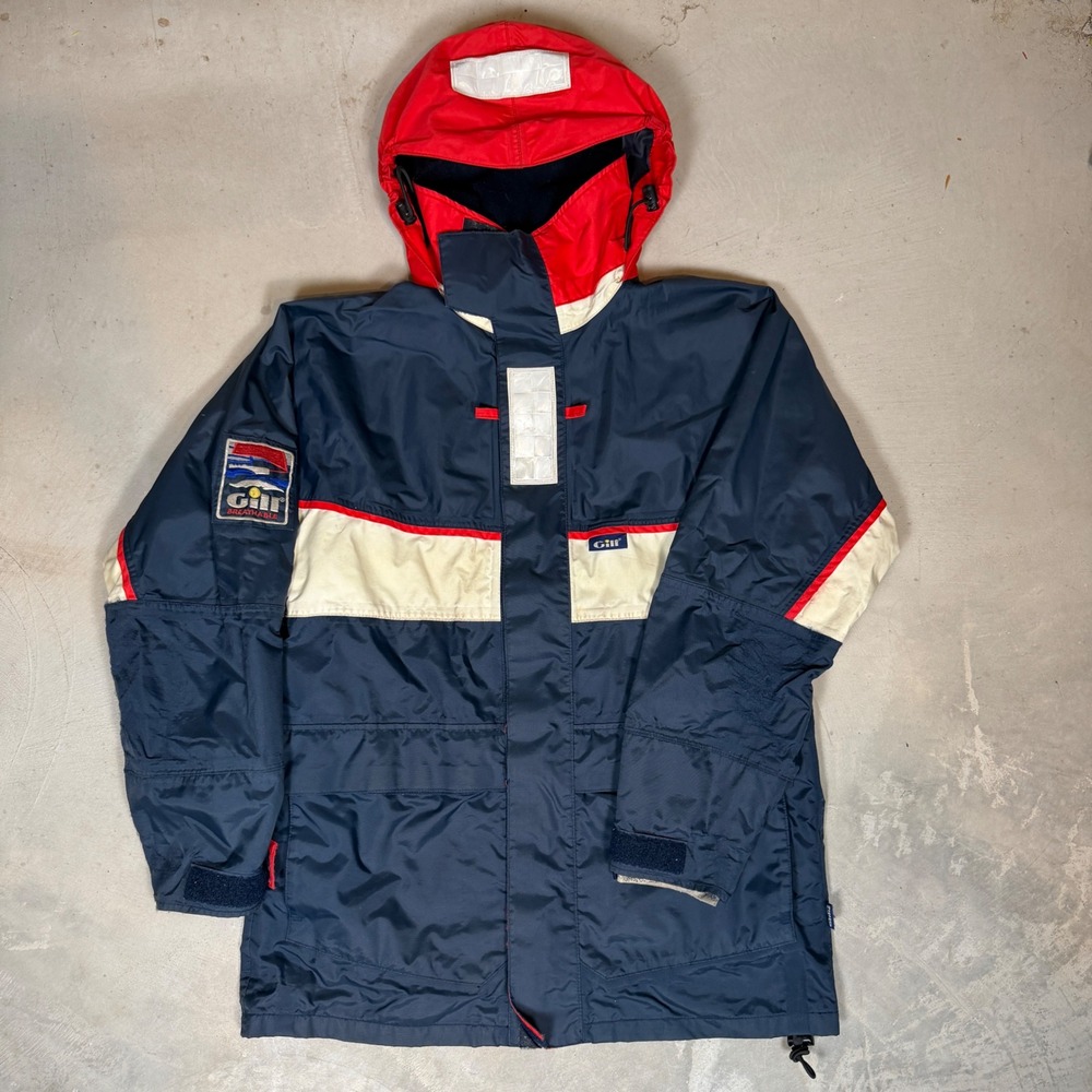 Gill Douglas Gill International Mens Sailing Jacket Navy Red Hooded Parka M